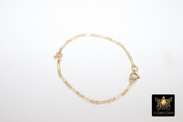 14 K Gold Filled Initial Chain Link Bracelet, 925 Sterling Silver Alphabet Letter